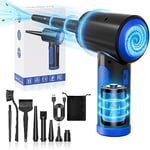 ZORUMAN Compressed Air Cleaner for PC, Rechargeable Cordless Air Duster with Led Light, 3 Speeds 91000 RPM, Electric Air Duster Air Blower Cleaner for Laptop, Keyboard, Home Car Cleaning, Blue