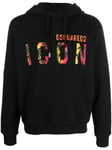 Dsquared2 Mens Icon Tropical logo printed Hoodie in Black material_cotton - Size X-Large