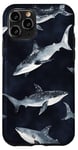 Coque pour iPhone 11 Pro Aquarelle noire motif requin baleine