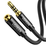 UGREEN 3.5mm Extension Cable 6.6FT Braided 4-Pole Mic Stereo Audio TRRS Headphone Aux Mini Jack Male to Female Extender for Laptop iPhone iPad TV Speaker PS4 PS5 Xbox Soundbar Gaming Headset MP3 (2M)