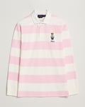 Polo Ralph Lauren Striped Rugby Varsity Bear Pink/White