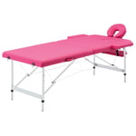 vidaXL Hopfällbar massagebänk 2 sektioner aluminium rosa