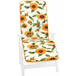 Coussin de Chaise de jardin Pliant Douce Housse de Place Chaise longue Motif tournesols - Blanc