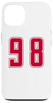 Coque pour iPhone 13 Rouge Numéro 98 Équipe Junior Sports Uniforme Numéroté