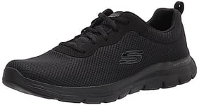 Skechers Women's Flex Appeal 4.0 Brilliant View Sneaker,Black Mesh/Trim,4 UK