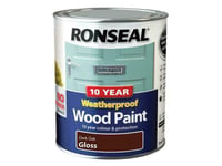 Ronseal 10 Year Weatherproof Wood Paint Dark Oak Gloss 750Ml RSL38774