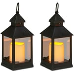 Lanterne led, lot de 4, Chandelle avec effet flamme, pour extérieur, lanterne nostalgique, h 23 cm, noir