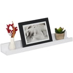 Support pour photos, 48 cm de largeur, étagère étroite cadres photos, livres & déco, mdf, tablette, blanc - Relaxdays