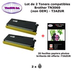 2 Toners compatibles TN3060 pour imprimante Brother MFC 8220, 8240, 8240LT, 8440, 8840D, 8840DN+20f A6 brillants - T3AZUR