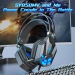 3.5MM Fil Lumineux Gaming Headset Antibruit Soft Earmuff Casque Avec Microphone Pour Smartphones PC Play Station 4-blanc bleu