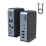 Station d'accueil USB C, 16 en 2 Double Moniteur Station d'accueil USB C pour MacBook Pro/Air, Thunderbolt 3/4 (2 HDMI/VGA / 8 USB Anschlüssen/Ethernet / 100W PD/Audio/SD/TF)