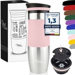 Milu Thermo Mug 370ml 450ml Insulated Mug Coffee Mug to go - 100% Leak Proof - Stainless Steel Drinking Mug - Car Mug Double Wall Insulation - Thermo Mug - Travel Mug - (Pink, 450ml)