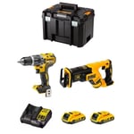 Kit DeWALT DWK205 - Perceuse à Percussion DCD796 + Scie Sabre DCS367 - 2 x 2,0 Ah - TSTAK VI