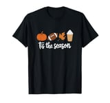 Autumn Pumpkin Spice Latte Tis the Season Fall Leaf Football T-Shirt