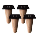 JNMDLAKO 4 Pieces Solid Wood Replacement Straight Cone Furniture Feet Wood Color Wood Table Legs Furniture Legs for Sofa Bed Cabinet Chair Couch Feet Wood Furniture Legs(6cm)