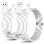 Câble Chargeur iPhone 2M 2Pack [Apple MFi Certified],Fil Charge Rapide Long iPhone USB Cable Lightning,2 Mètres Cable USB A Lightning Cordon pour iPhone 14 Pro Max/13/12 Mini/11/X/XS/XR/SE/8/7,iPad