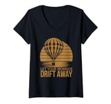 Womens Let Your Worries Drift Away Hot Air Ballon V-Neck T-Shirt