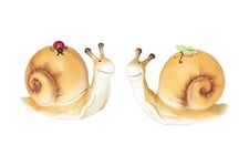 HEITMANN DECO 1983028 Escargots avec Papillon et Coccinelle - Figurine décorative - décoration de Jardin, décoration de Salon, décoration de Printemps, Pâques - Lot de 2, Petit - Orange