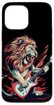 Coque pour iPhone 13 Pro Max Costume de lion à bascule avec guitare électrique