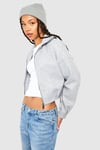 Tall Cropped Wool Look Zip Up Bomber Jacket