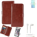 CASE FOR Oppo Reno8 Pro+ BROWN + EARPHONES FAUX LEATHER PROTECTION WALLET BOOK F