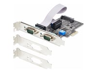 StarTech.com 2-Port Serial PCIe Card, Dual-Port PCI Express to RS232/RS422/RS485 (DB9) Serial Card, Low-Profile Brackets Incl., 16C1050 UART, TAA-Compliant, Windows/Linux, TAA Compliant - Level-4...