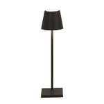 Zafferano, Lampe Poldina Micro, Lampe de Table Rechargeable et Sans Fil avec Contrôle Tactile, Convient pour le Salon et l'Extérieur, Dimmer 2200-3000 K, Hauteur 27,5 cm, Couleur Noir