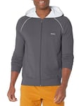 BOSS Men's Mix&Match Zip Up Hoodie Hooded Sweatshirt, Asphault Grey, S