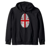 Georgia Flag Fingerprint Georgian Gift for Georgians Zip Hoodie