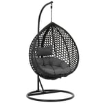 Uniprodo Hængestol udendørs - med stativ sammenklappeligt sæde sort og grå dråbeformet