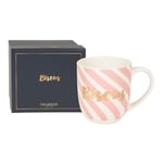 DRAEGER PARIS | Mug rose en céramique "Bisous" | Idée Cadeau pour Collègue, Amour, Tendresse, Famille, Couple, Amis, Amitié, Copine | Mug café avec Coffret Cadeau