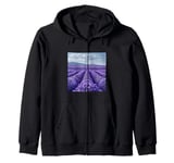 Lavender Fields In Bloom Vintage Landscape Graphic Zip Hoodie