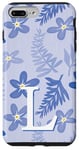 Coque pour iPhone 7 Plus/8 Plus Lettre L Monogramme Initiale Fleurs Bleues Hawaïen