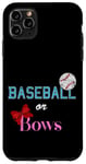 Coque pour iPhone 11 Pro Max Baseball or Bows Le sexe révèle l'annonce d'un bébé de grossesse