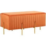 Beliani - Banquette Intérieur Glamour avec Pieds Métal Dorés en Velours Orange Dayton