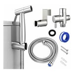 Kit Douchette wc,Pomme de Douche Pour le Nettoyage de la Salle de Bain, Pulvérisateur pour L'hygiène Personnelle Quotidienne, Jeu de Tuyaux Mural (Argent)