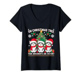 Womens Oh Christmas Tree Your Ornaments Are History Cats Tree Snow V-Neck T-Shirt