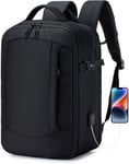 Bagage Cabine 40x20x25 Ryanair Taille Maximal, Extensible Sac a Dos Voyage Cabine Avion Imperméable Noir Oxford Sac Ordinateur 15,6 Pouces avec Port de Charge USB