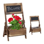 Relaxdays Bac à Fleurs en Bois, Lot de 2, Cache-Pot, bâche, HxLxP : 35,5x21x17 cm, extérieur, intérieur, Ardoise, Marron