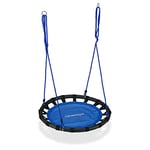 Relaxdays Balançoire nid d'oiseau rond 80 cm à suspendre panier enfant adulte jardin extérieur 100 kg , bleu