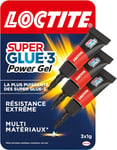 Super Glue-3 Power Gel Mini Dose, colle forte enrichie en caoutchouc, mini-dose de colle gel ultra-résistante, séchage immédiat, colle transparente, lot de 3 tubes 1 g