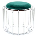 Pouf & Table d'Appoint "Comfortable" 50cm Vert & Argent