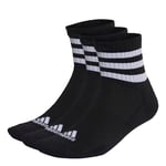 adidas Unisex Kids 3-Stripes Cushioned Sportswear Mid-Cut Socks 3 Pairs, Black/White, 6-7 Years