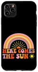 Coque pour iPhone 11 Pro Max Here Comes The Sun Style rétro arc-en-ciel