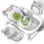 Baignoire Bebe Baignoire Pliable Bébé Coussin Support Beignoire Bébé Pliante Pour Bain Douche Begnoire Enfant Reducteur Siège Hamac Bassine Réducteur Antiderapant Bouchon Confort Voyage 0-3 ans Gris