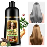 500ML Shampoing Colorant, 3 IN 1 Shampooing Teinture Cheveux Instantanée, Hair Dye Shampoo pour cheveux pour couvrir les cheveux gris (#2 Marron)