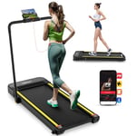 LABGREY 2-in-1 Folding Treadmill, Bluetooth App-Connected Under-Desk Walking Pad, Foldable Running Exercise Machine, Adjustable Speeds 1-12 km/h, Double Shock Absorption, LED Display