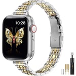 Smal remmar kompatibla med Apple Watch-rem 38/40/41/42/44/45/49mm, tunn kedja i rostfritt stål för kvinnor iWatch-remmar Ultra 2 1 Seri Silver Gold 38mm 40mm 41 mm