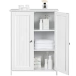 Yaheetech Meuble de Salle de Bain, Placard de Rangement avec 2 Portes, 2 Étagères Réglables Meuble de Rangement Chambre Salon Entrée 60 x 30 x 80 cm Blanc