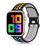 Sportrem för Apple Watch Band 44mm 40mm 42-38-41mm 45mm Air-hole silikonarmband iWatch Series 8/7 6 SE 5 4 3 Ultra 2 49mm Pride black 18 49mm-42-44-45mm SM